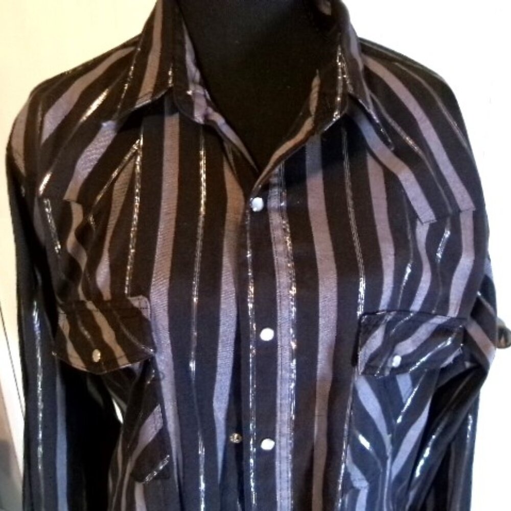 RR Ridge rider Black and Silver Snap Front Men's Western Shirt.
